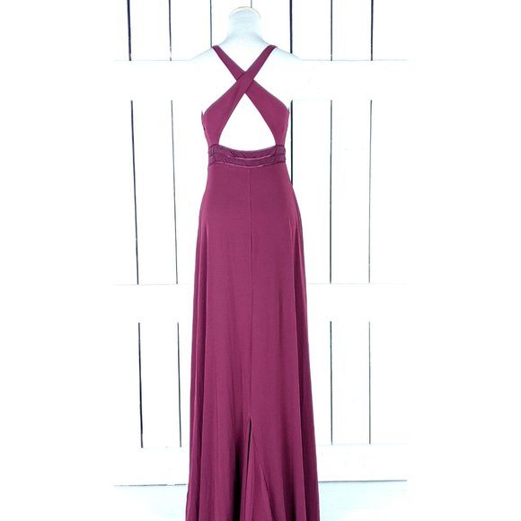 Calvin Klein burgundy maroon stretch sheer panel sleeveless long maxi dress - Picture 2 of 7